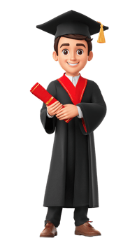 Happy Illustrated Young Graduate Holding Diploma and Wearing Cap. Isolated on Transparent Background for Academic and Celebration Designs png