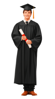 Happy Graduate Man Holding Diploma and Wearing Cap. Isolated on Transparent Background for Educational and Success-Themed Designs png