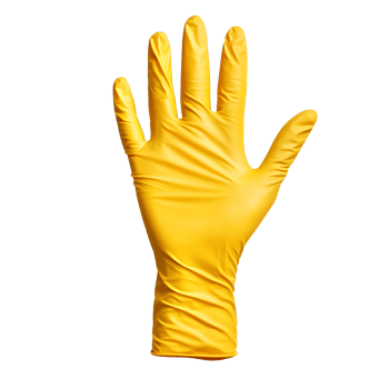 Closeup of a Yellow Nitrile Disposable Glove png