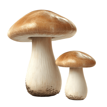 Two Brown and White Mushrooms Isolated On Transparent Background png