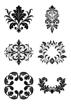 Elegant black and white floral ornament and decorative design elements collection vector