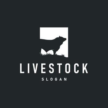 cow logo design cattle farm black silhouette cow animal templet livestock farm symbol vector