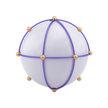 3D icon white purple globe with latitude longitude lines. Symbolizes Earth, global presence, intl relations, geography, worldwide travel, connection. png