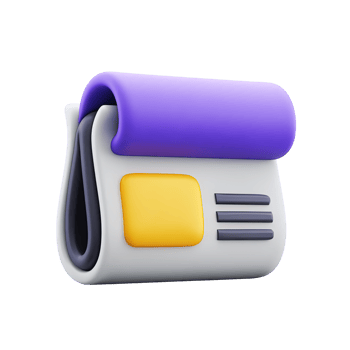 3D icon neatly folded newspaper, yellow section. Symbolizes daily news, current events, media reporting, essential info, journalistic content for readers. png