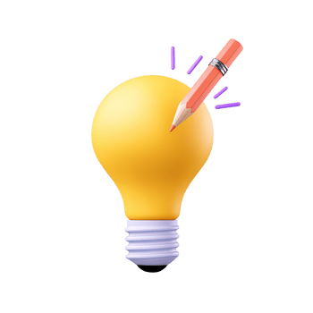 Bright yellow 3D lightbulb icon for new ideas innovation creativity or solutions. Universal symbol for brainstorming project proposals and insight. png