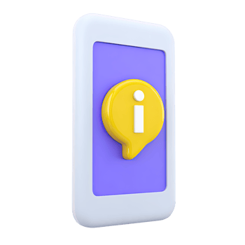 Smartphone displaying information icon in speech bubble a 3D rendered graphic for mobile help app notification or online customer support png