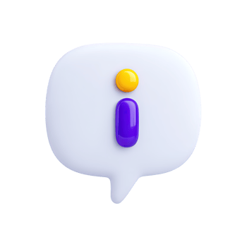Information symbol i inside a speech bubble 3D rendered icon for tooltip notification detail online help message or communication info png