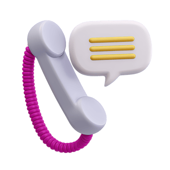 Telephone receiver and speech bubble icon 3D rendered for call communication voice chat phone discussion or customer service contact png