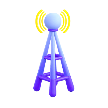 Radio communication tower antenna a 3D rendered icon for broadcast signal transmission wireless network or telecommunication infrastructure png