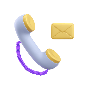 Telephone receiver with envelope message icon 3D rendered for voicemail notification contact method or combined phone and mail communication png