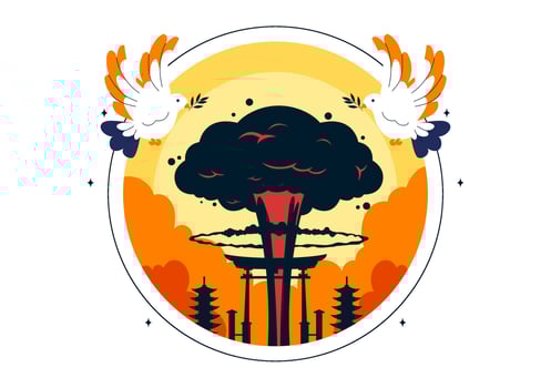 Cartoon Flat of Hiroshima Day Featuring Symbol of Peace and War vector