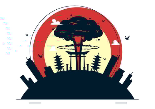 Hiroshima Day Commemoration with Peace Bird and Nuclear Fire vector