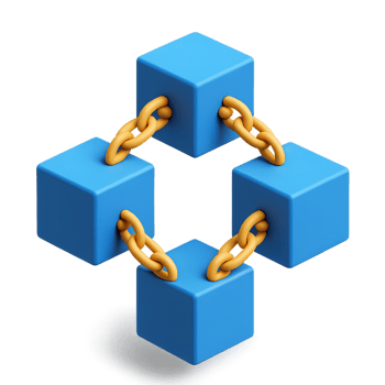 3D Blockchain Visualization with Colorful Cubes and Chain Links png