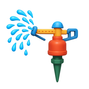 Colorful 3D Sprinkler Design for Garden Irrigation and Watering png
