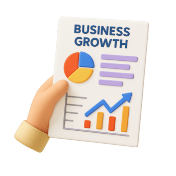 Business Growth Report with Chart and Graph Analysis Hand Illustration png