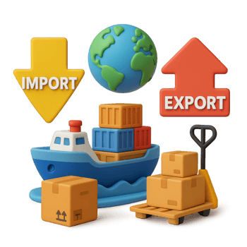 3D Logistics Illustration of Import and Export Shipping Concept png