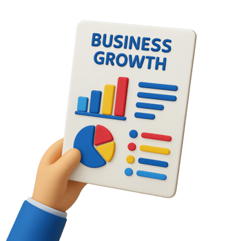 Hand Holding Colorful Business Growth Report with Charts and Graphs png