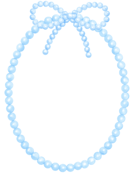 Cute Blue Pink Pearl Frame Oval Shape with ribbon bow watercolor png