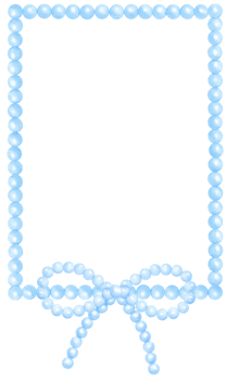Blue Pearl Rectangle frame shape with ribbon bow watercolor png
