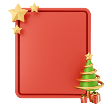Christmas tree and presents on a red frame png