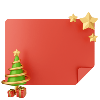 Christmas tree and presents on a red sticker png