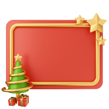 Christmas frame with gold stars and a red frame png