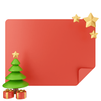 A red christmas tree and presents are on a red paper png