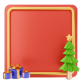 Christmas frame with christmas tree and gifts png