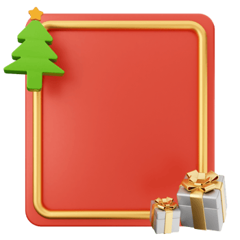 Christmas frame with gifts and tree png