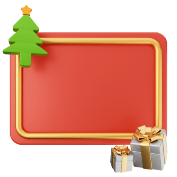Christmas frame with gifts and a christmas tree png