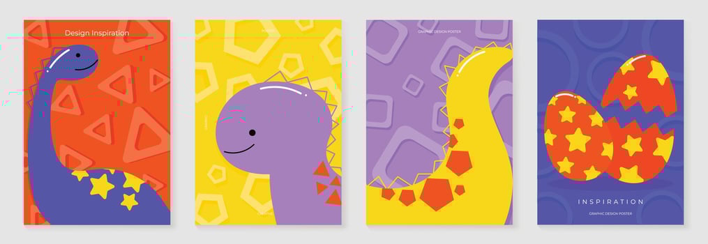 Kids and children with dinosaur cartoon cover design . vector