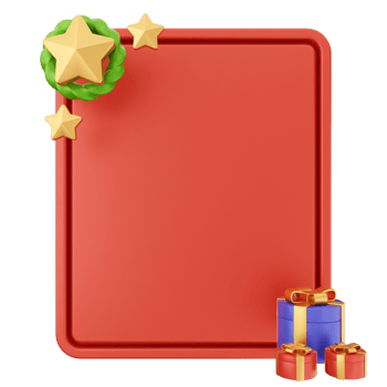 A red frame with gifts and stars png