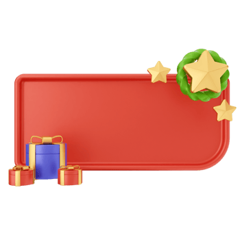 A red sign with gifts and a star png