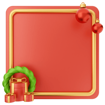 Christmas frame with red background and gold decorations png