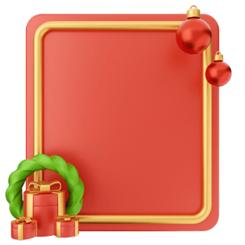Christmas frame with a red border and a wreath png