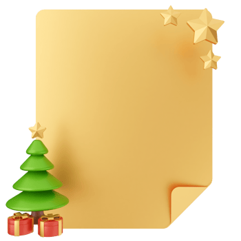 Christmas tree and gold paper with stars png