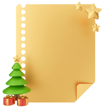 Christmas tree and paper with stars on it png