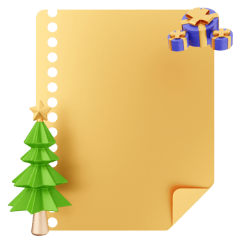 Christmas tree and paper with a gift png