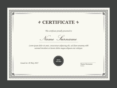 Elegant retro style certificate template vector