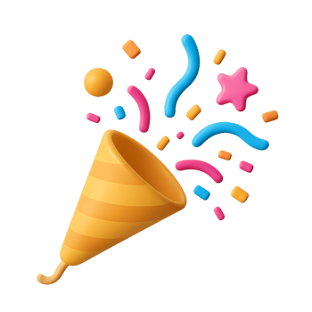 3D Party Popper with Colorful Confetti and Streamers Celebration png