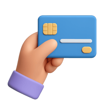 Simple 3D Hand Holding Credit Card in Blue Color Design png