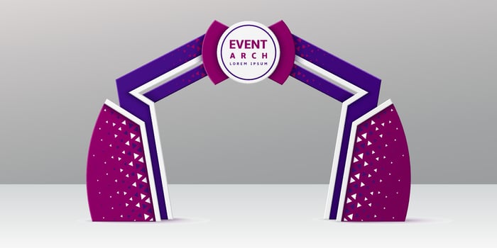 Exhibition purple blue event arch or gate entrance vector