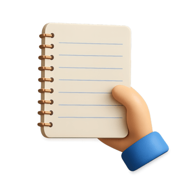 3D Hand Holding a Simple Notebook with Blank Pages for Writing png