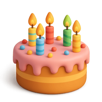 Colorful 3D Cake with Candles and Decorations for Celebrations png