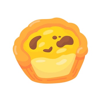 illustration of a custard tart with a golden crust and creamy filling, perfect for bakery themed designs. vector