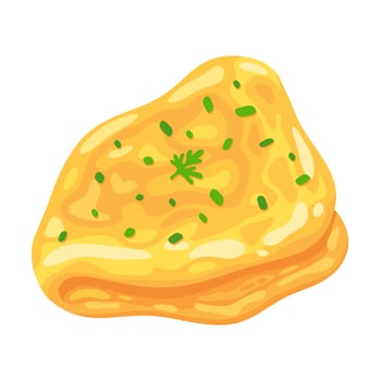 Delicious fluffy omelette garnished with fresh chives, ideal for breakfast or brunch menus. vector