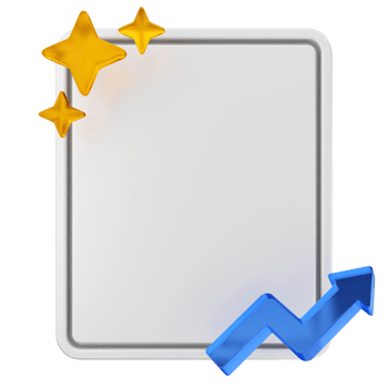 A white board with a blue arrow and stars png