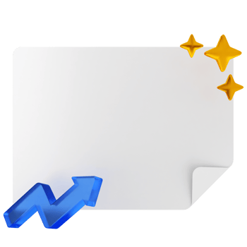 A white paper with a blue arrow and stars png