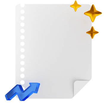 A sheet of paper with stars and an arrow png