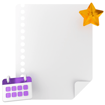 A calendar and a star on a sheet of paper png